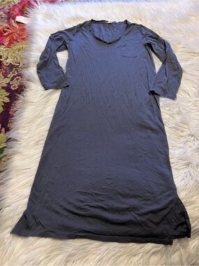 Skin Long Sleeve Maxi Dress in Charcoal Gray